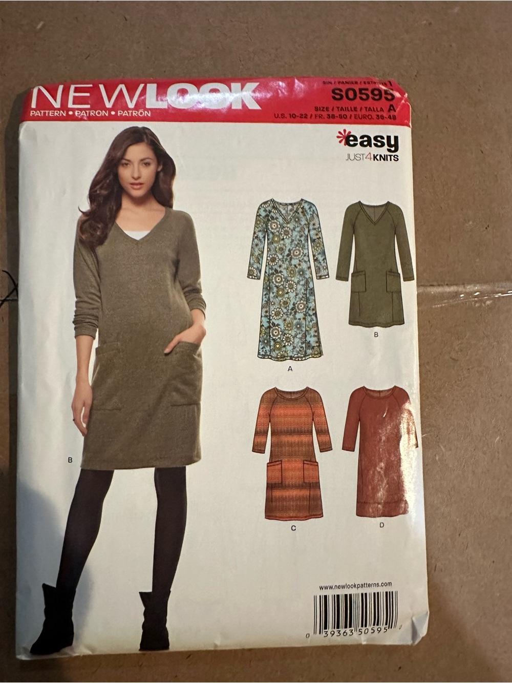 New Look Olive V-Neck Knit Dress Pattern Cover